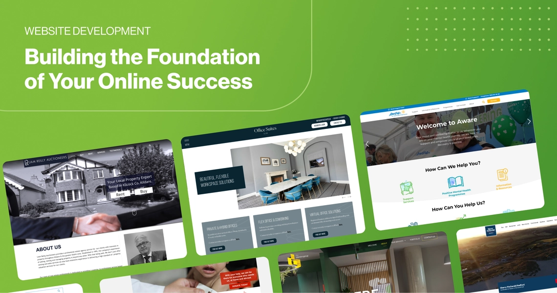 "Building the foundation of your online success" text graphic representing professional website development projects.