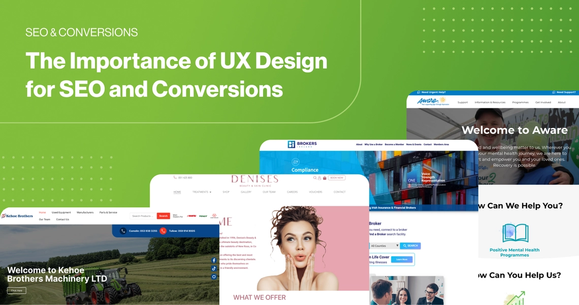 Image showing project posts with text overlay: The Importance of UX Design for SEO and Conversions