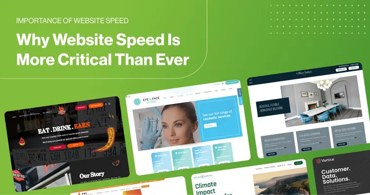 Image with text “Why Website Speed Is More Critical Than Ever” showcasing 2Cubed web design projects