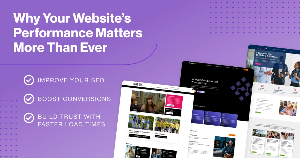Collage of completed web projects with overlay text: 'Why Your Website’s Performance Matters More Than Ever.