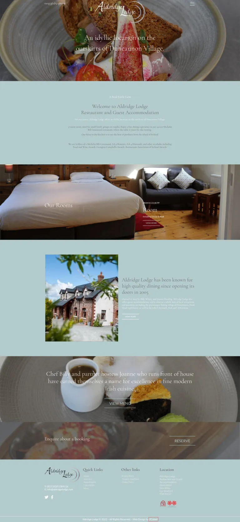 Aldridge Lodge Homepage Screenshot
