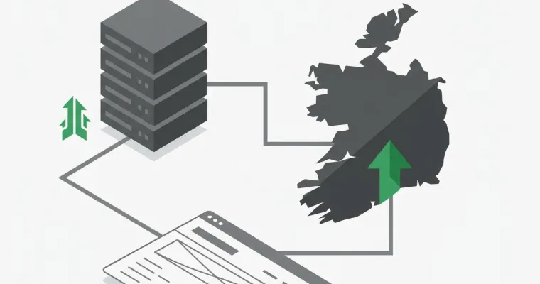 Professional header image for educational tutorial: eCommerce SEO for Irish Online Stores: Technical Foundati...