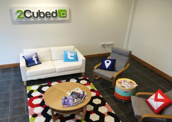 Reception area inside the 2Cubed office