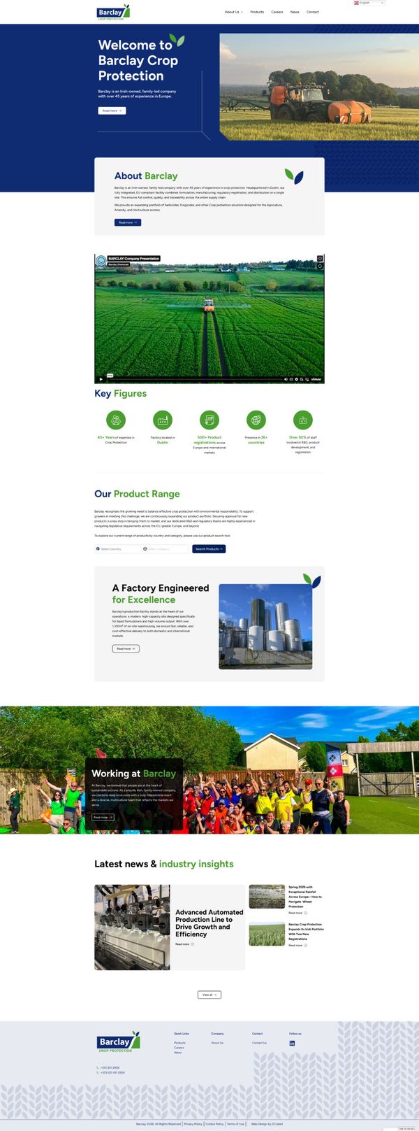 Barclay homepage showcasing a modern commercial construction website with bold typography, project imagery, and clear service-led navigation.