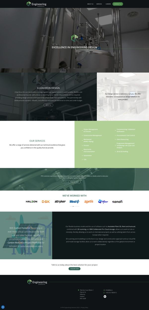 Screenshot of the homepage of the FPK Website.